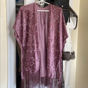 Purple fringe kimono